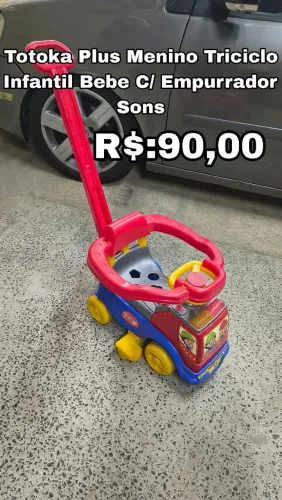 Totoka Plus Menino Triciclo Infantil Bebe C/ Empurrador Sons