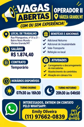 AJUDANTE DE CARGA E DESCARGA | VÁRZEA GRANDE/MT