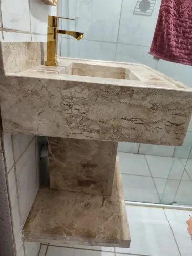Pia para Banheiro em Mármore Bege (Nova)