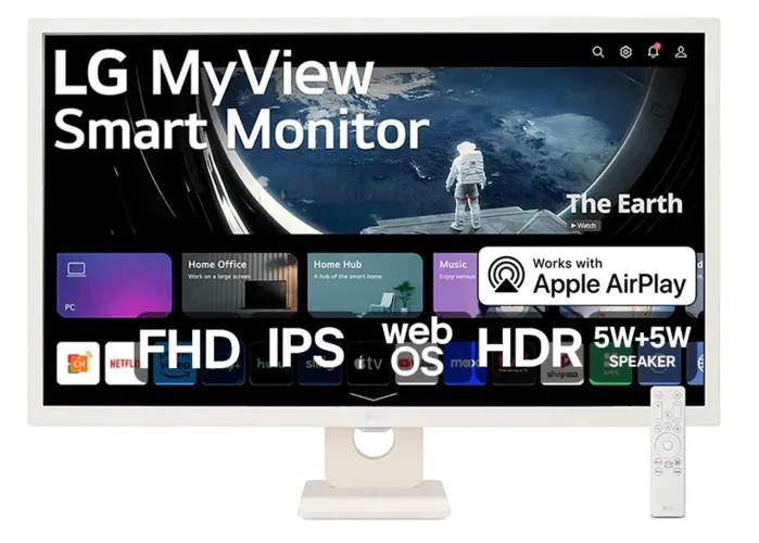Monitor LG 32? MyView Smart 32SR50F-W - Tela IPS, Full HD, WebOS - Branco