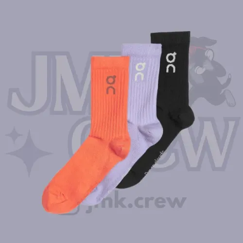Meias On Running Laranja Lilás Preto | Kit 3 Pares