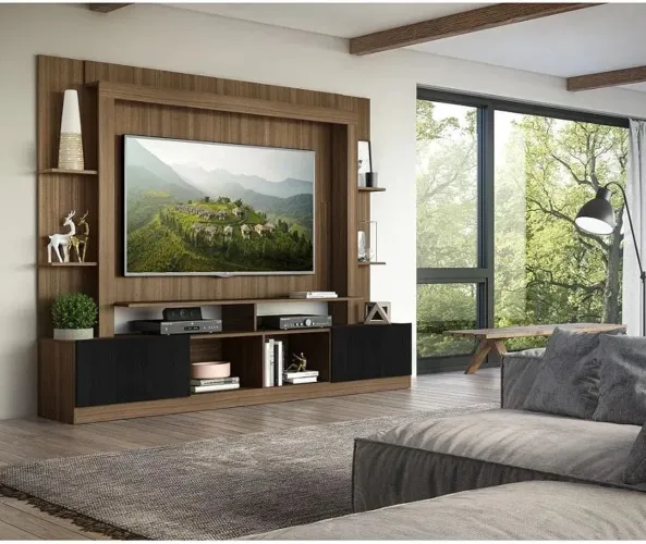 Rack Estante com Painel para TV de até 65" Amadeirado/Cinza (Mando mais fotos no chat!)