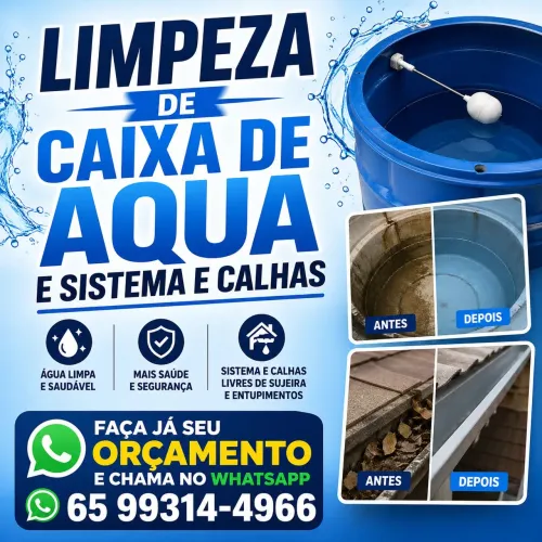 Limpeza de calhas , tanques , caixa de água,  sisterna . 
