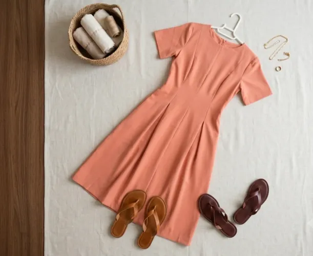 Vestido Midi Salmão/Terracota Alfaiataria - Usado Apenas Uma Vez!
