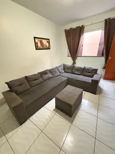 SOFÁ CINZA USADO + PUFF