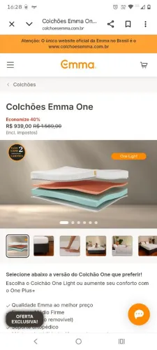 Colchão emma solteiro 480$