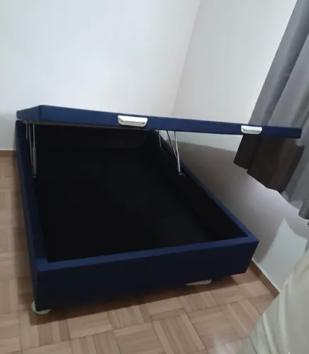 Box Bau Casal Azul Suede