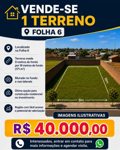 Pra vender logo de 43.000 por 40.000 o terreno