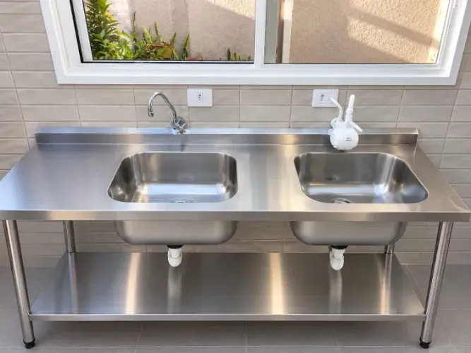 Pia de Inox 304 com Duas cubas