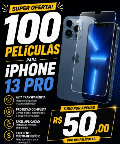 100 Películas para iPhone 13 Pro por Apenas R$ 50,00!