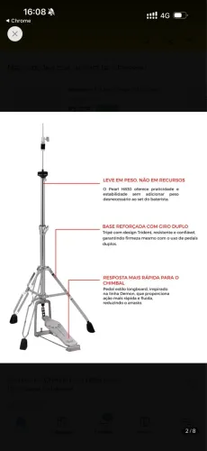 Máquina de Chimbal Pearl H830 nova 