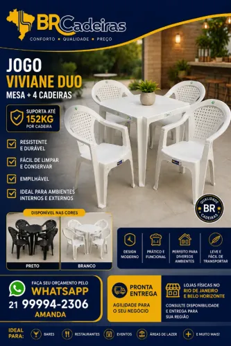 JOGO DE MESA + 4 POLTRONAS DUO 152KG