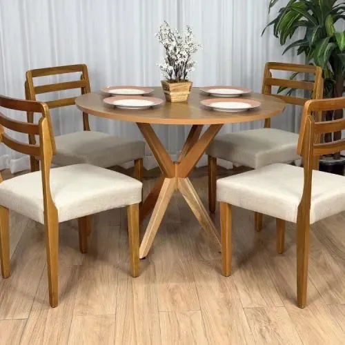 Mesa de Jantar Circular Simpatia 1.08×1.08 c/4 Cadeiras Turquia Entrega Rápida