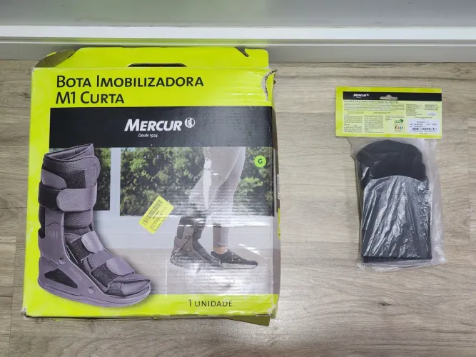 Bota Ortopédica Curta Mercur + Kit Cunha Tendão Aquiles