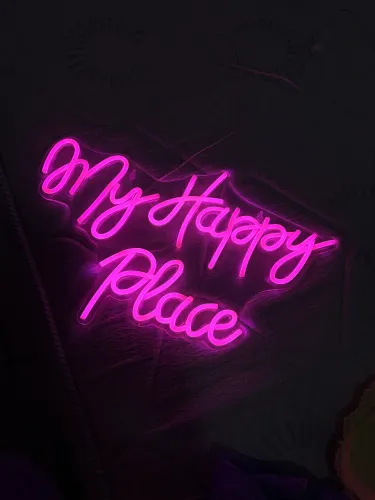 Letreiro led rosa?my happy place? meu lugar favorito