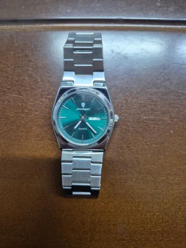 Relógio Poedagar Masculino Inox Mostrador Verde Quartz (Funcionando)
