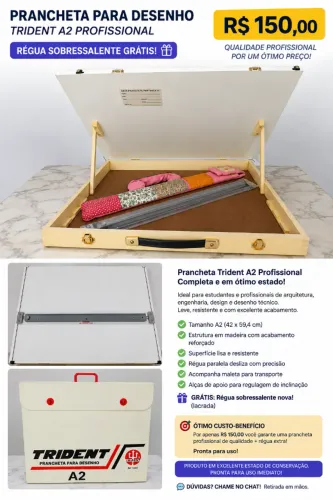 Prancheta para desenho Trident A2 Profissional