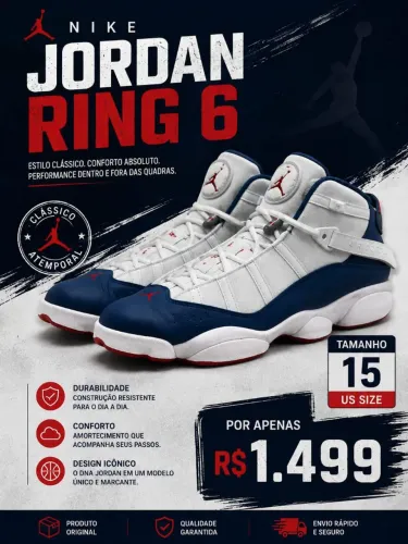 tênis Jordan Nike ring 6 branco e azul