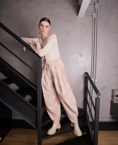 calça aladim elsa em jacquard rosa inglesis superfluous 36 nova e com etiqueta