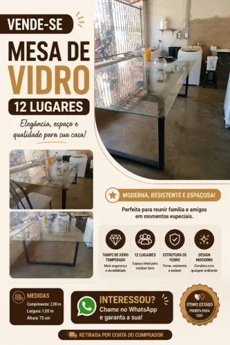 Mesa de vidro bonita e elegante