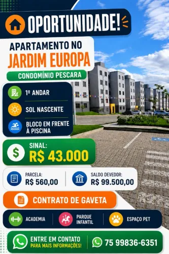 ? Apartamento Jardim Europa - Condomínio Pescara | Entrada R$ 43 Mil