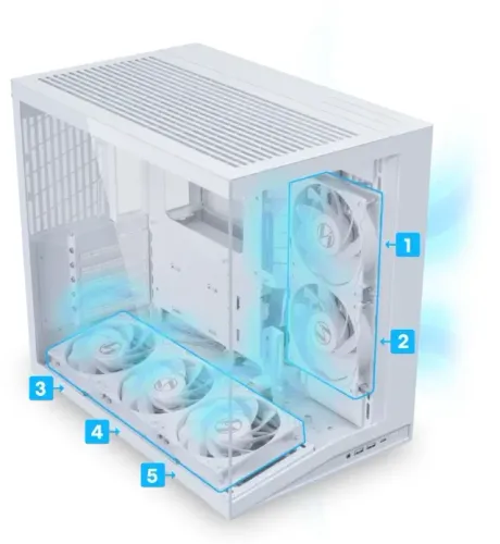 Kit de 5 Ventoinhas Lian Li A1228H12S-C PWM 1700RPM, 5x Fans de 120mm, Desktop, PC, Branco