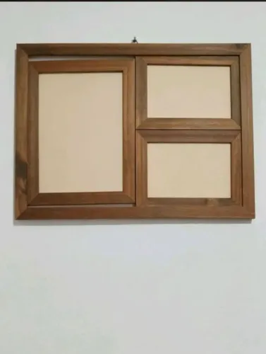Quadro de madeira natural artesanal 3 partes