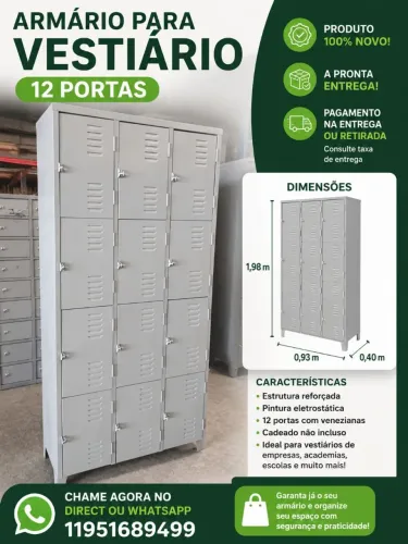 Armário para vestiário 12 portas