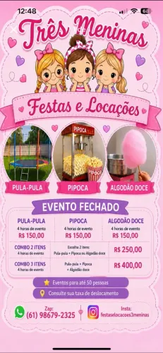 Algodão Doce/PulaPula/Pipoca