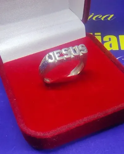 Anel Escrito Jesus Feminino Prata 950 Peso 3.50 Gramas 4 mm                               