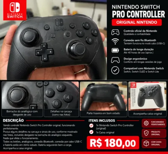 Nintendo Switch Pro Controller Original - Usado