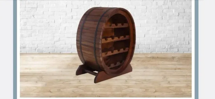 Adega Redonda Para 14 Garrafas, Madeira Imbuia Envernizada