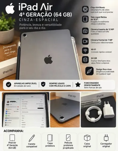 iPad Air de 4 Geração de 64GB em ótimo estado