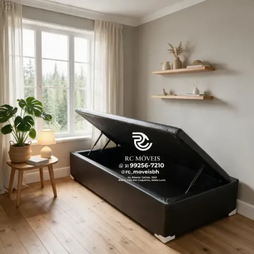Cama Box Baú Solteiro 88x1,88 Pistão a Gás Suede Cinza Luxo