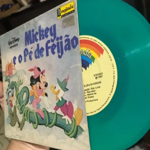 Disco de vinil Mickey pé de feijao Disney colorido raro