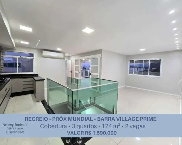 Barra Village Prime | Linda Cobertura 3 Quartos no Recreio @arianyimoveis