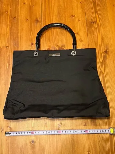 bolsa gucci bambu nylon tote preta vintage 100% original