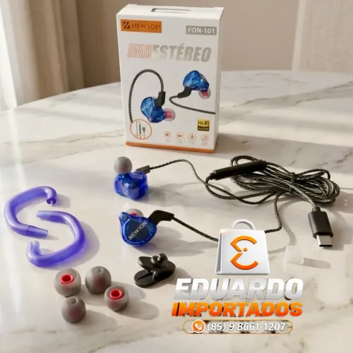 Fone de Ouvido com Microfone redutor de Ruídos, Hi-Fi Alta Qualidade fio 1,3m TIPO-C