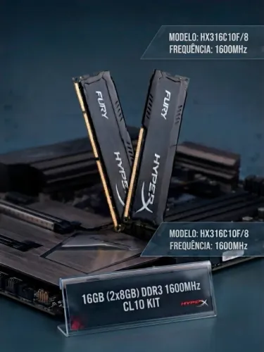 Kit 16gb (2x8gb) Memória Ram Ddr3 Kingston HyperX Fury 1600mhz