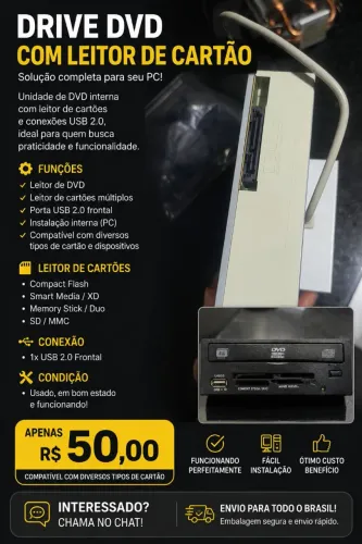 Leitor e Gravador de DVD e leitor de cartao