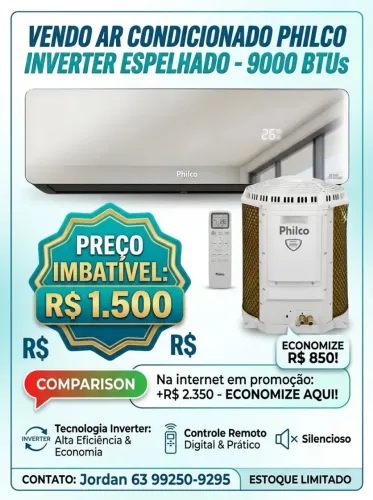 Vendo AR condicionado 9000 BUs inverter Philco, na caixa