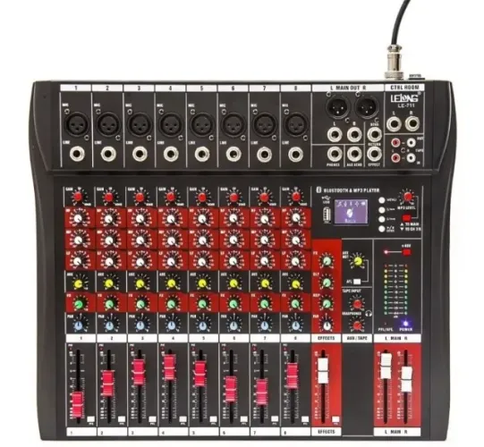 Mesa De Som 8 Canais Com USB E Bluetooth Le 711