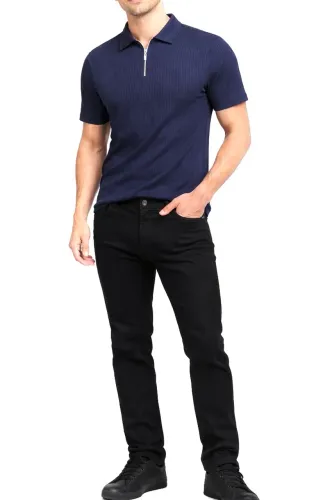Kit Camisa Polo Zíper e Calça Preta 