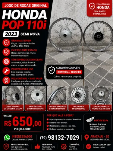 Jogo de Rodas da Pop110i 2023 Original !