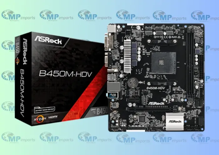 Loja MP Imports: Placa-Mãe ASRock B450M-HDV R4.0, AMD AM4, Micro ATX, DDR4, Preto