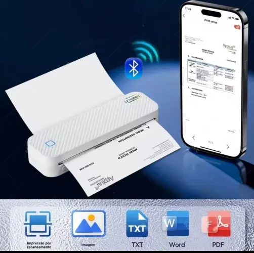 Impressora térmica A4 Bluetooth sem tinta 