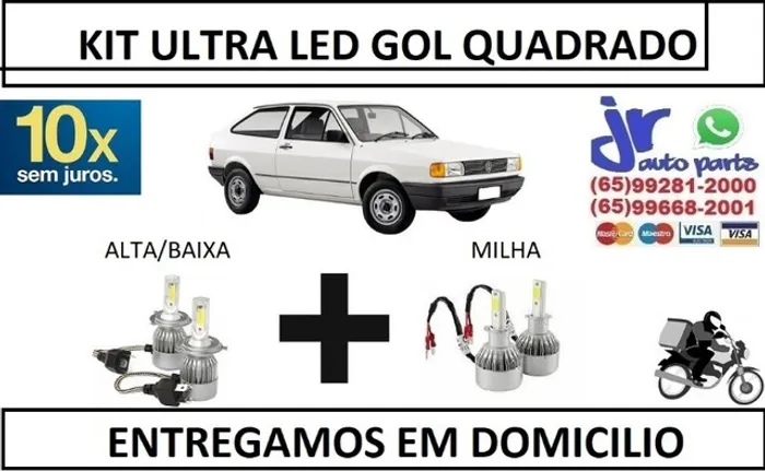 Kit Lampada Ultra Led Gol Quadrado 6000K 12V 24V