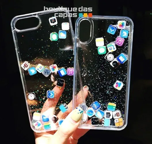 Capa acrilica icone aplicativo iPhone 11 6.1 12 6.1 13 6.1 7 8 plus 11 12 pro max