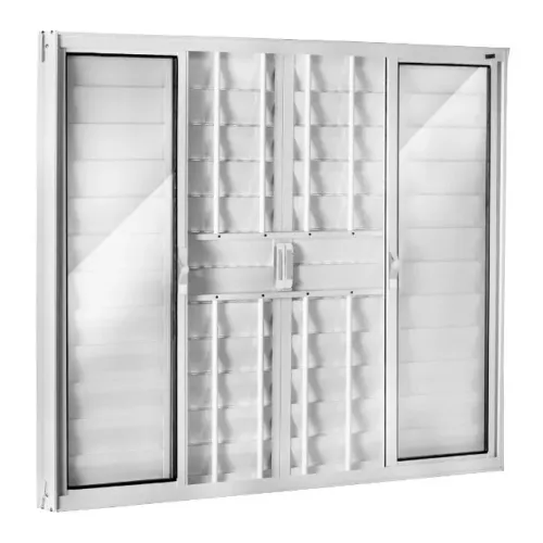 Veneziana Alumínio Branco 100x120 com Grade linha leve