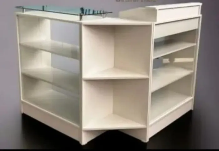 Balcão caixa em l vitrine promoção 